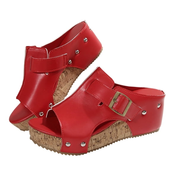 SACFOF Womens Wedge Sandals With Strap for Dressy Ladies Sandals Casual 2.56 Inch Wedge