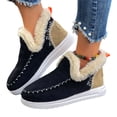 thumbnail image 1 of SACFOF Womens Winter Flat Fluffy Snow Boots,Warm Faux Fur Lining Anti-Slip Slip on Loafer Casual Outdoor Plush Short Booties, 1 of 6