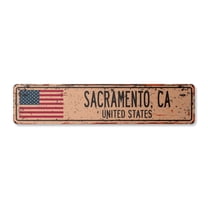 SACRAMENTO CA UNITED STATES Vintage Plastic Street Sign American flag city country gift | Indoor/Outdoor | 18" Wide
