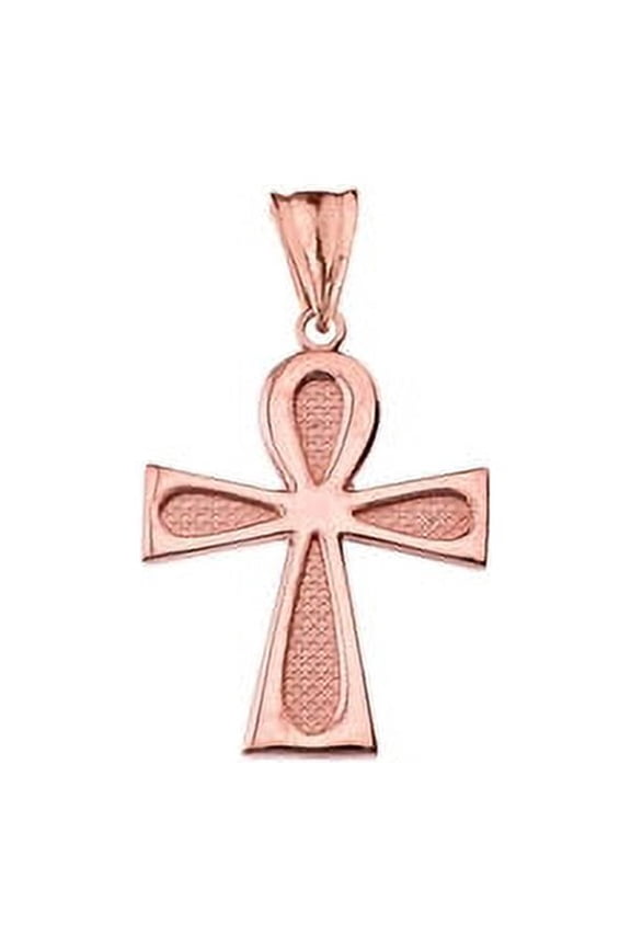 SACRED ANKH CROSS PENDANT NECKLACE IN ROSE GOLD : 10K Pendant with 22" chain