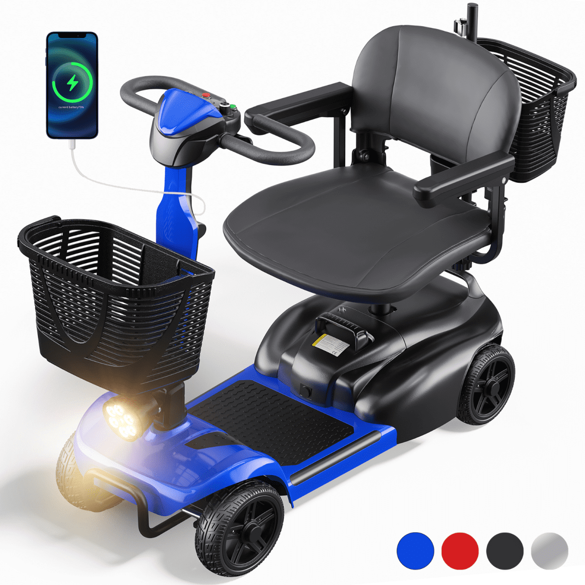 SACVON 4 Wheels Mobility Scooter with Cane Holder for Seniors, Electric ...