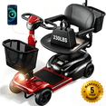 thumbnail image 1 of SACVON 4 Wheel Mobility Scooter for Seniors, with 330 lbs Capacity, 250W Motor, Long Battery Life, Comfort Swivel Seat, Detachable Dual Baskets, USB Port & LED Light, Red, 1 of 13