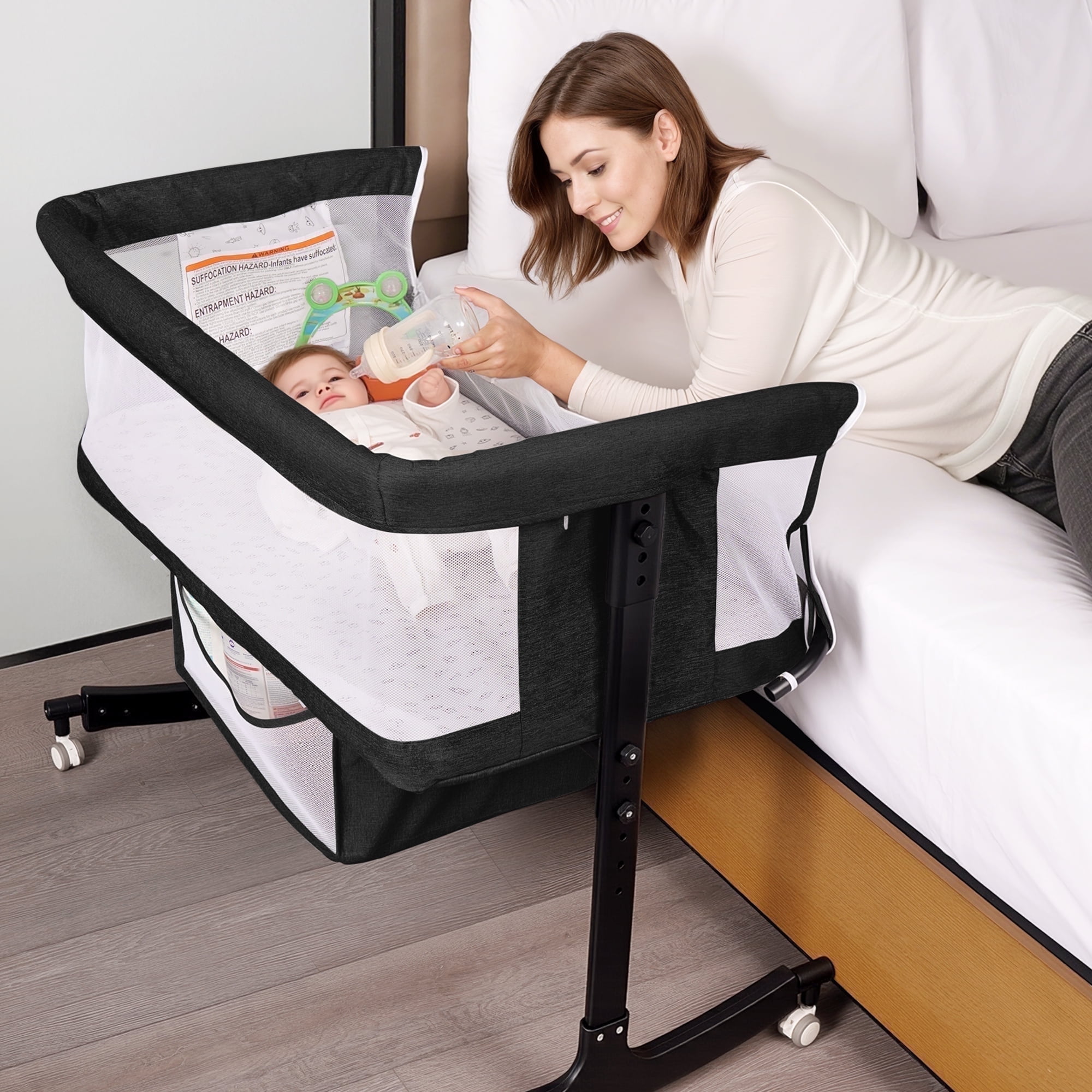 SACVON Baby Bassinets, All Mesh Crib Portable for Safe Co-Sleeping