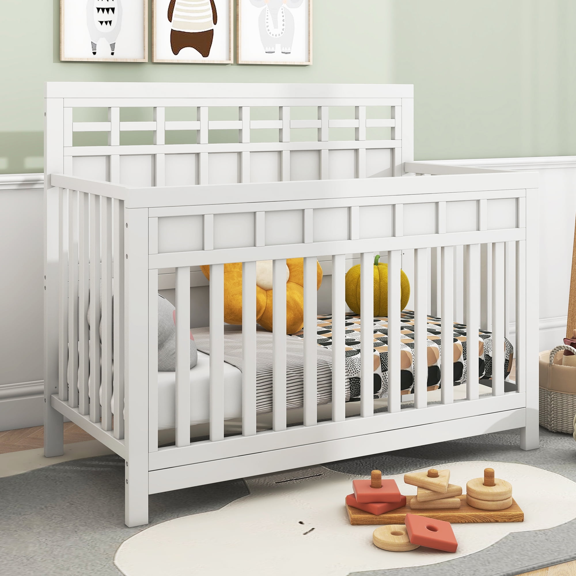 SACVON Baby Safe Crib, Easy Assembly, Pine Solid Wood, NonToxic Finish