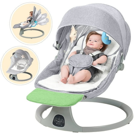 SACVON Baby Swing for Infants to Toddler, Baby Rocker for Infants with 5 Sway Ranges,Bluetooth Support Bouncers for 0-24 Months, Light Gray