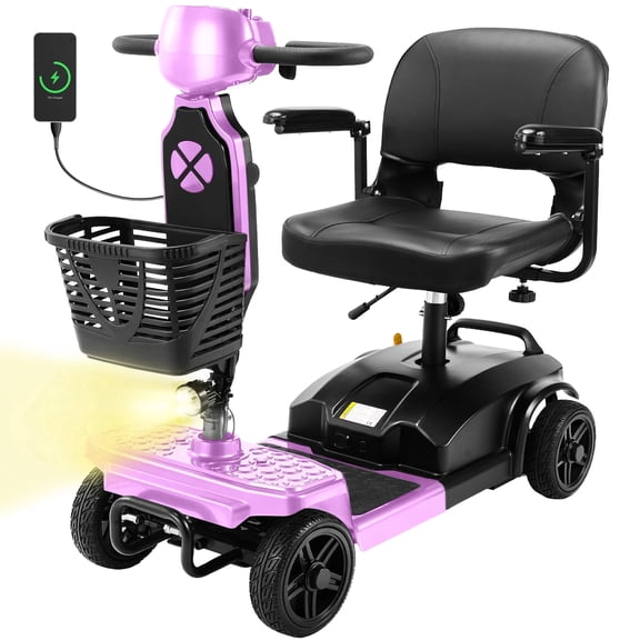 SACVON Mobility Scooters for Seniors with Thick Comfort Seat,USB Charging Port & Widened Front Guard,Powered Mobility Scooter for Adults,250W Motor,330 lbs Capacity,Pink