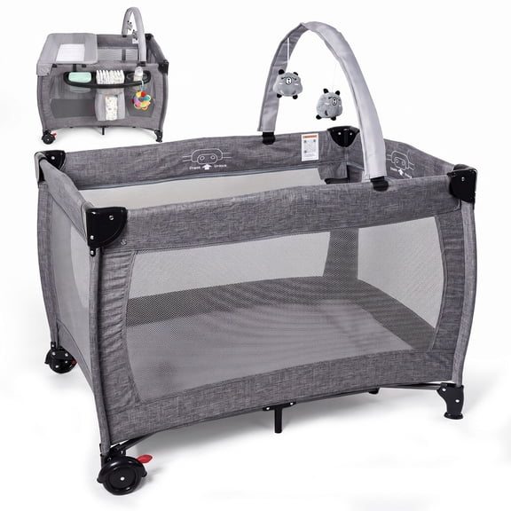 SACVON Portable Foldable Baby Playard with Carry Bag – Gray