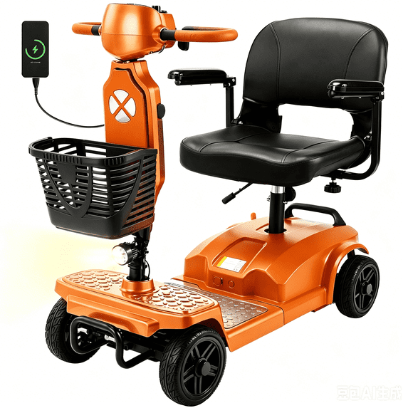 SACVON Foldable Mobility Scooter for Adults with 330 lbs Capacity,Motorized Scooter for Senior,12.5 Miles Travel,Airport Approved,Orange