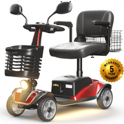 SACVON Upgrade 4 Wheel Mobility Scooter for Seniors, Foldable Powered Mobile Wheelchair for Adult 330lbs, Red