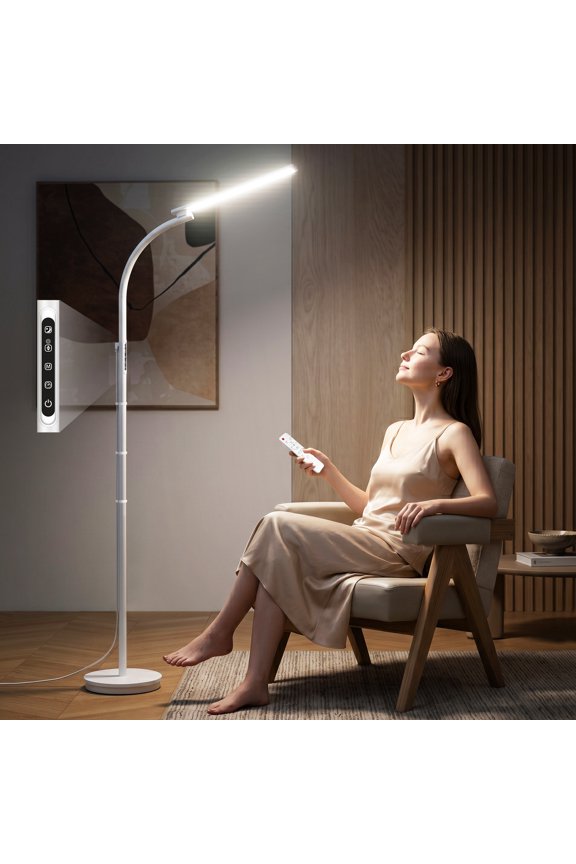 3-in-1 SAD Light Therapy Lamp , Floor Lamp with Remote, Adjustable Reading/Home/Office
