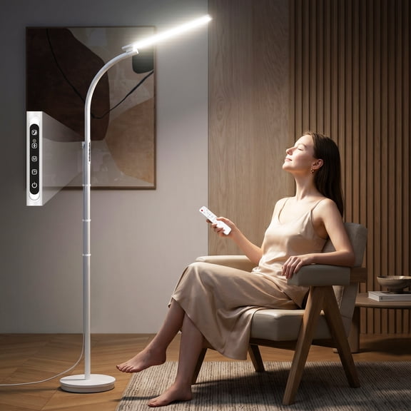 Shomterade 3-in-1 SAD Light Therapy Lamp , Floor Lamp with Remote, Adjustable Reading/Home/Office