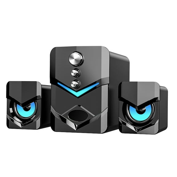SADA D-222 Computer Speaker with Subwoofer USB-Powered 2.1 Stereo Multimedia Speakers with LED Light 3.5mm Audio Input for PC Laptop