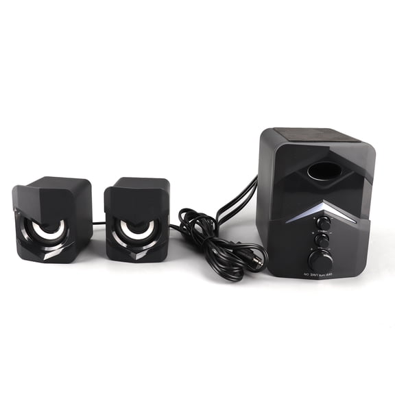 SADA D-222 Computer Speakers, 2.1 Stereo Multimedia USB-Powered Speaker System with Subwoofer, LED Lights, 3.5mm AUX Input for PC, Laptop, Desktop (Black)