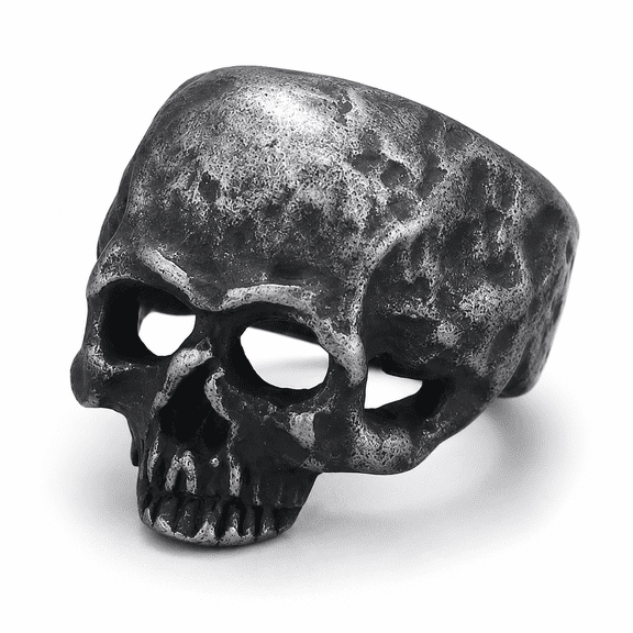 SADELU Men's 3D Skull Head Ring, Stainless Steel Gothic Biker Statement Ring, Deep Eye Sockets, Defined Teeth, US Sizes 7-13 for Rock, Concert, Halloween and Party Style, Birthday Gift for Him