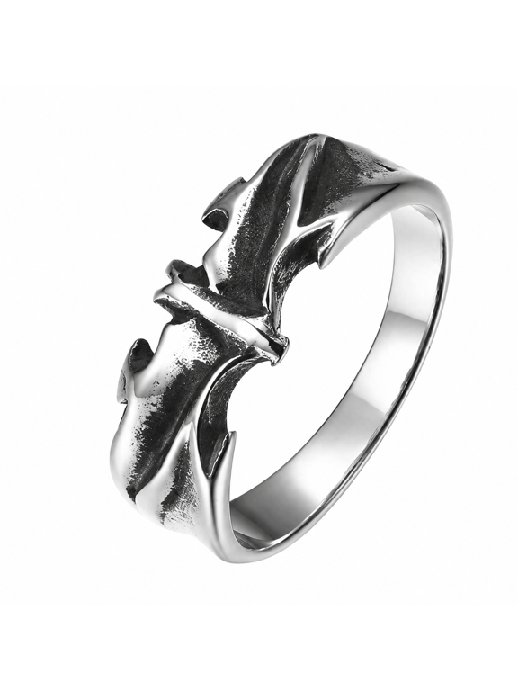 Men's Bat Ring, Stainless Steel Gothic Winged Statement Ring with Raised Texture and Sculpted Profile, Sizes 7-11, for Concerts, Halloween Looks, Daily Wear and Gift for Him