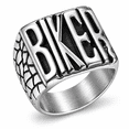 SADELU Men's Biker Letter Ring, Stainless Steel Wide Band, Web Sides ...
