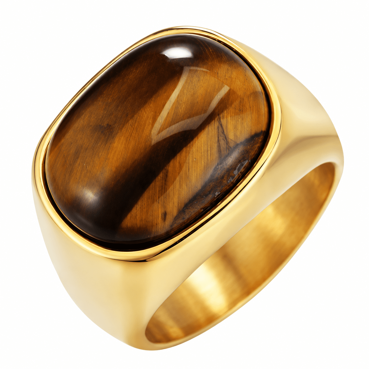 SADELU Men’s Brown Face Signet Ring, Stainless Steel Vintage Statement ...