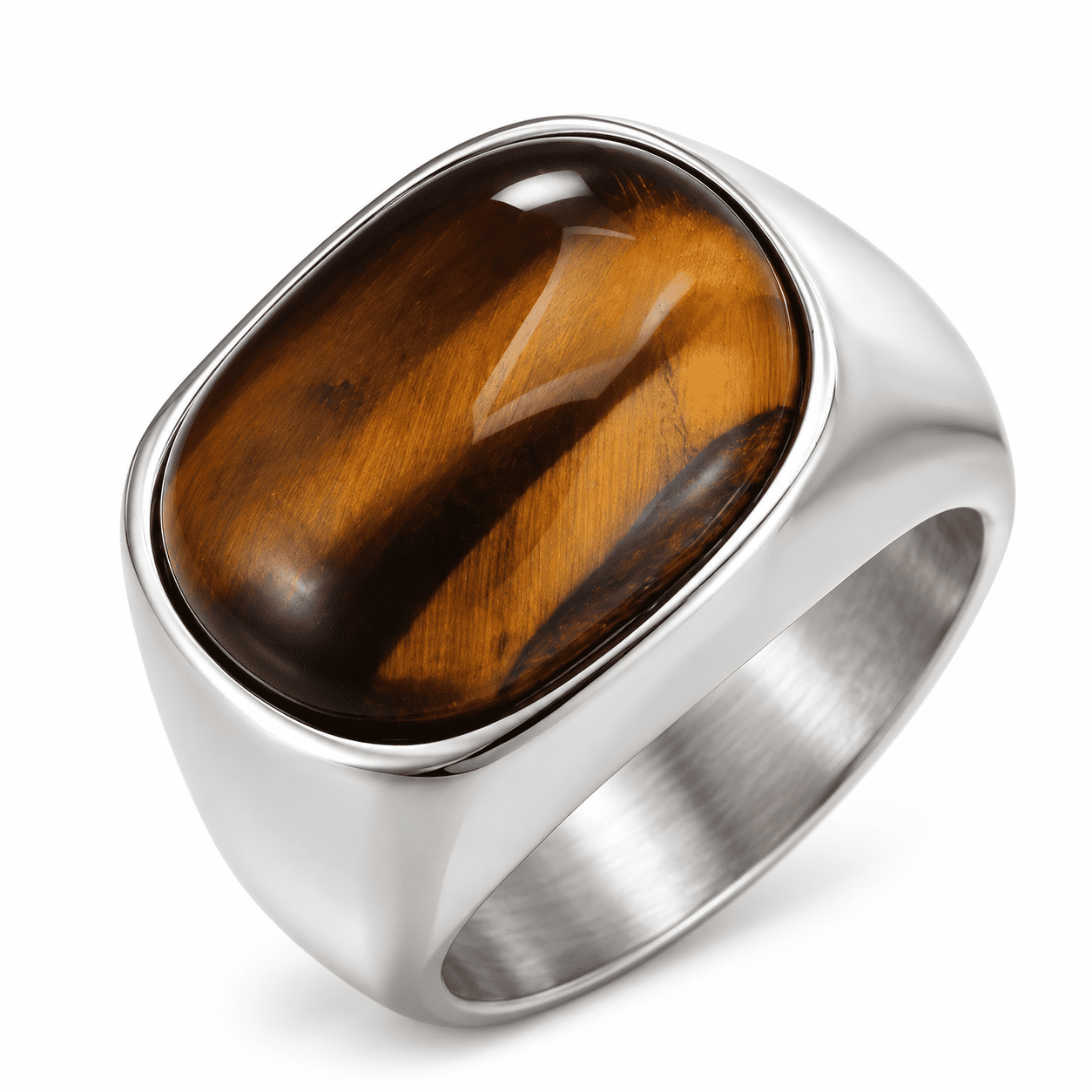 SADELU Men’s Brown Face Signet Ring, Stainless Steel Vintage Statement ...