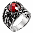 SADELU Men's Coiled Snake Ring with Oval Faceted Center, Stainless ...