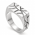 SADELU Men's Crack Pattern Rectangular Signet Ring, Stainless Steel ...