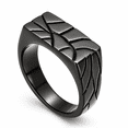 SADELU Men's Crack Pattern Rectangular Signet Ring, Stainless Steel ...