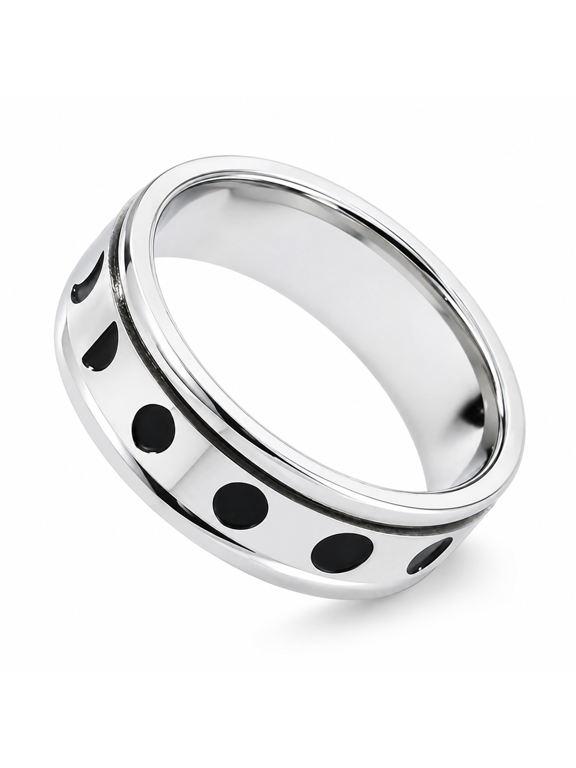 Men’s Eclipse Inspired Spinner Ring Stainless Steel Rotating Celestial Band With Outer Moving Design For Casual Wear Unique Gift For Him