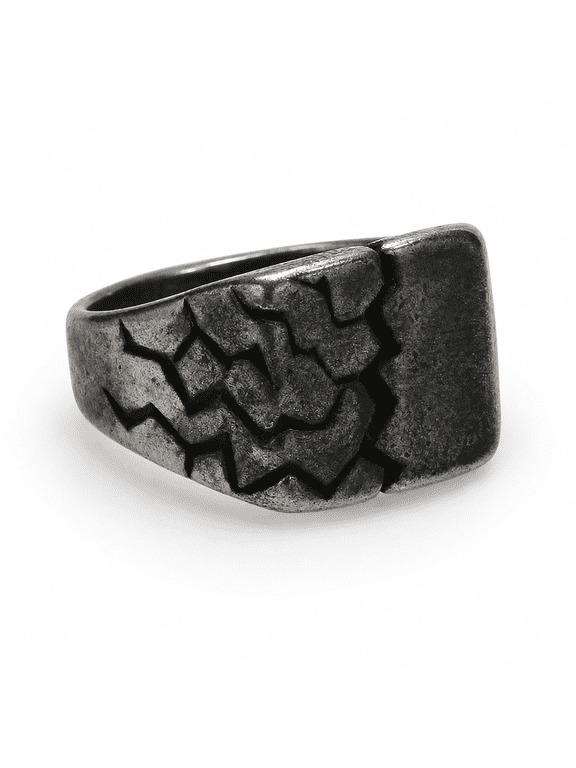 Men's Lightning Crack Pattern Wide Band Ring, Stainless Steel Gothic Biker Statement Ring, US Sizes 7-13, Rock Style, Birthday Gift for Him