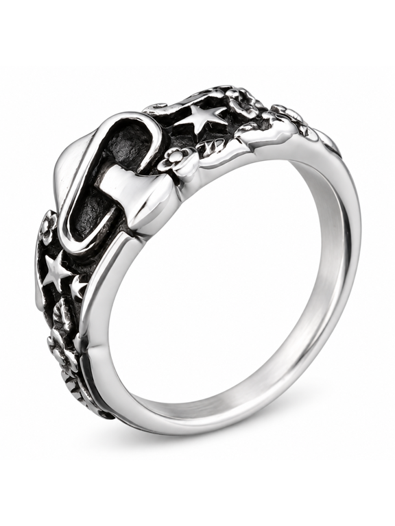 Men's Mushroom Ring, Stainless Steel Sculpted Statement Ring, Sizes 7-13, Birthday Gift for Him