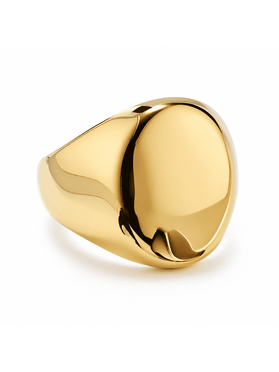 Men’s Oval Signet Ring, Stainless Steel Chunky Statement Ring, Smooth Domed Face, US Sizes 7–13, Minimalist Fashion Ring for Casual Wear and Gift for Him