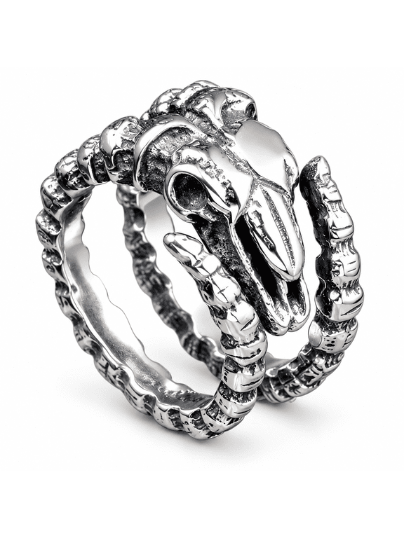 Men’s Ram Head Ring, Stainless Steel Biker Statement Ring, US Sizes 7-13, Gift for Him, Gothic Style