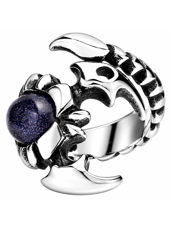 Men’s Scorpion Ring, Stainless Steel Gothic Biker Statement Ring, US Sizes 6–13, Gift Idea for Him