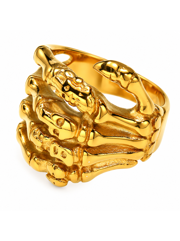 Men’s Skeleton Hand Ring, Stainless Steel Gothic Statement Ring, US Sizes 7–13, Gift for Him
