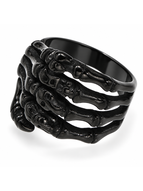 Men’s Skeleton Hand Ring, Stainless Steel Gothic Statement Ring, US Sizes 7–13, Gift for Him