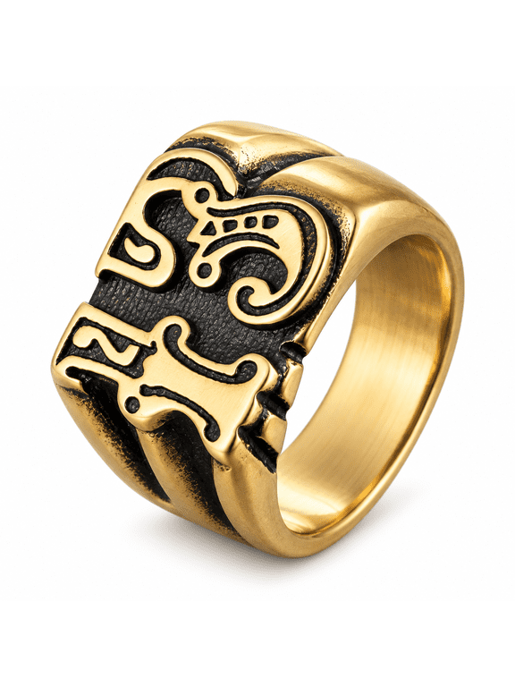 Men’s Vintage Number 13 Signet Ring, Stainless Steel Statement Ring, US Sizes 7–13, Gift for Him