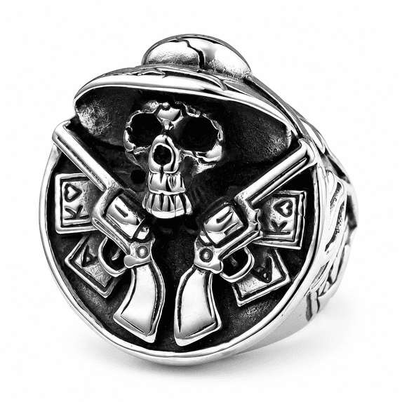 Skrloton Rings SADELU Men’s Western Skull Ring, Stainless Steel Statement Ring, US ...