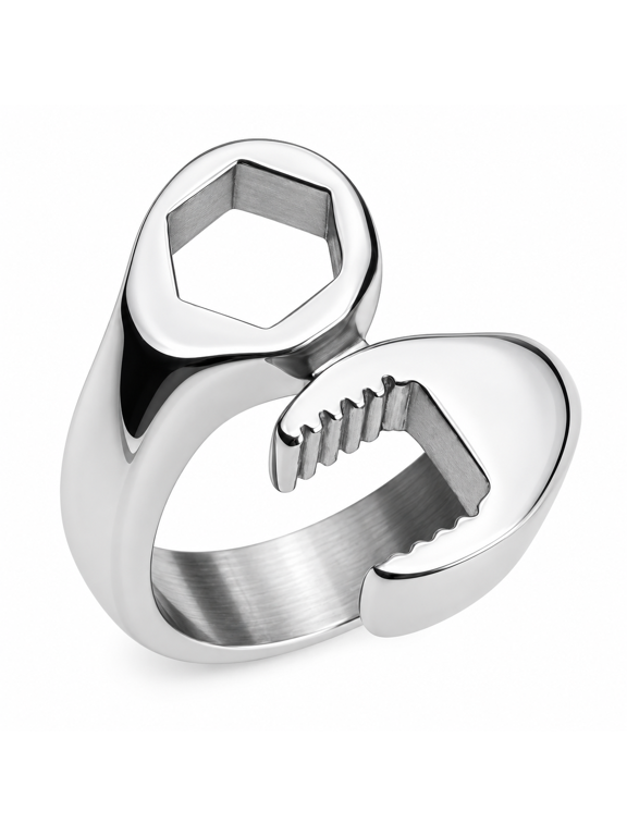 Men's Wrench and Nut Ring, Stainless Steel Mechanical Ring, US Sizes 7-13, Birthday Gift for Him