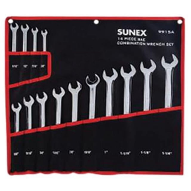 SAE Full Polished VGroove Combination Wrench Set 14 Piece