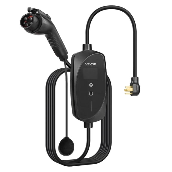 SAE J1772 Compatible Level 2 EV Charger, 40 Amp 240V Portable Electric Car Charger, 25ft Charging Cable, NEMA 14-50P Plug, LCD Display with Adjustable Current for Home Use