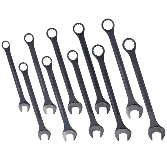 , SAE Jumbo Combination Wrench Set Extra Large,10 PC SAE Black-Oxide Jumbo Combo Wrench Set 1-5/16" - 2" with pouch, Black ,Carbon Steel ,