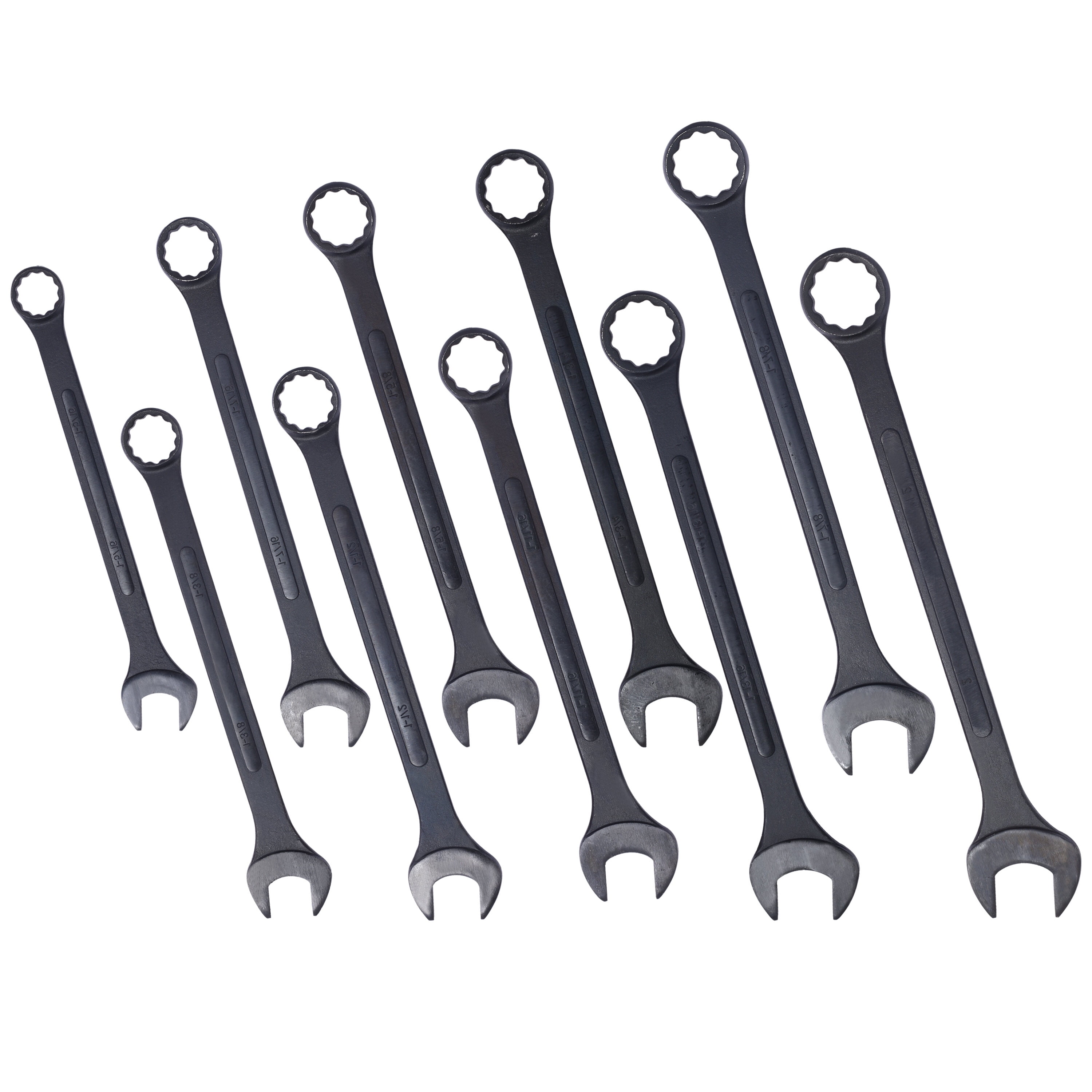 SAE Jumbo Combination Wrench Set Extra Large,10 PC SAE Black-Oxide Jumbo Combo Wrench Set 1-5/16" - 2" with pouch,
