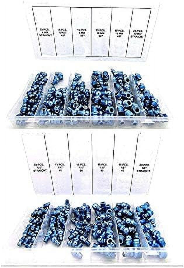 SAE & MM Hydraulic Grease Fitting Kit 220Pc Hydraulic Grease Fitting