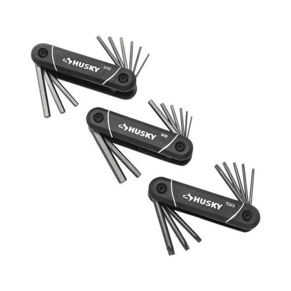 SAE/Metric Folding Hex Key Set With Bonus Torx Set (3-Piece)