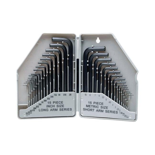 SAE & Metric Hex Key Set, 30 Piece - Walmart.com