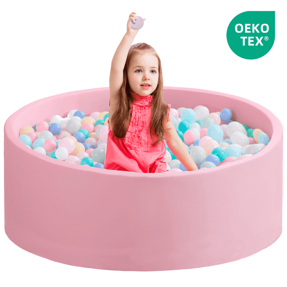 SAETSFEG Ball Pit for Toddlers 47.24''x15.75'' Baby Ball Pit Soft Memory Foam Pit Round Lagre Kids Ball Pool Indoor and Outdoor Game Kids Play Ball Pool Ideal Gift for Children (Pink, NO Balls)