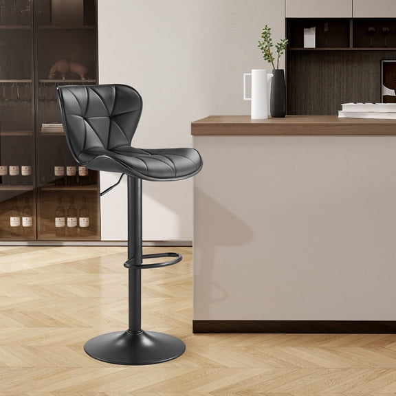 SAETSFEG Bar Stools, Adjustable Swivel Bar Stool with Backrest, Modern Counter Height Island Chairs for Kitchen Island, Dining Room, Black