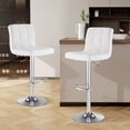 thumbnail image 1 of SAETSFEG Bar Stools Set of 2, Thickened Seat Cushion Adjustable Swivel Bar Stool with Backrest, Counter Height PU Leather Bar Chairs for Kitchen Island, Dining Room, White-A, 1 of 7