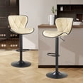 thumbnail image 1 of SAETSFEG Bar Stools Set of 2, Adjustable Swivel Bar Stool with Backrest, Modern Counter Height Island Chairs for Kitchen Island, Dining Room, Beige, 1 of 7