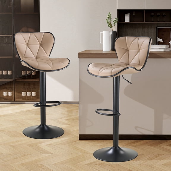SAETSFEG Bar Stools Set of 2, Adjustable Swivel Bar Stool with Backrest, Modern Counter Height Island Chairs for Kitchen Island, Dining Room, Oatmeal