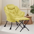 thumbnail image 1 of SAETSFEG Lazy Chair with Ottoman, Comfy Accent Lounge Chair with Side Pocket, Modern Reading Armchair with Footrest, Upholstered Sofa Chair for Small Spaces, Bedroom, Living Room, Dorm, Yellow, 1 of 9