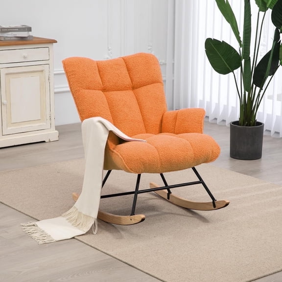 SAETSFEG Nursery Rocking Chair Teddy, High Backrest, Comfortable Stylish for Living Rooms, Bedrooms